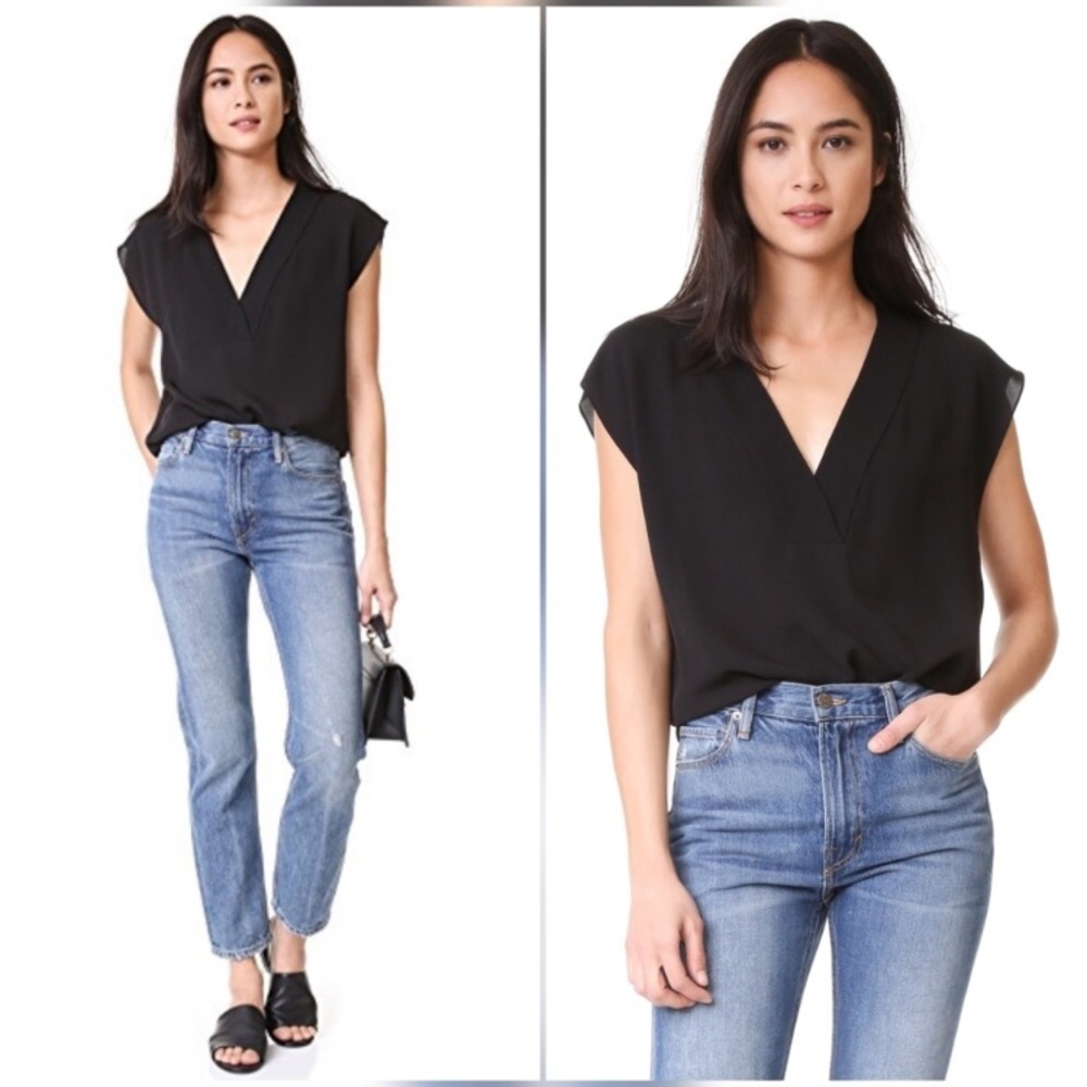 Theory p silk blouse top